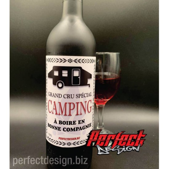 Étiquette pour bouteille de vin - À boire en bonne compagnie - Camping